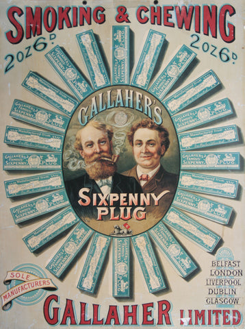 Gallaher Sixpenny Plug Tobacco Advertisement Poster